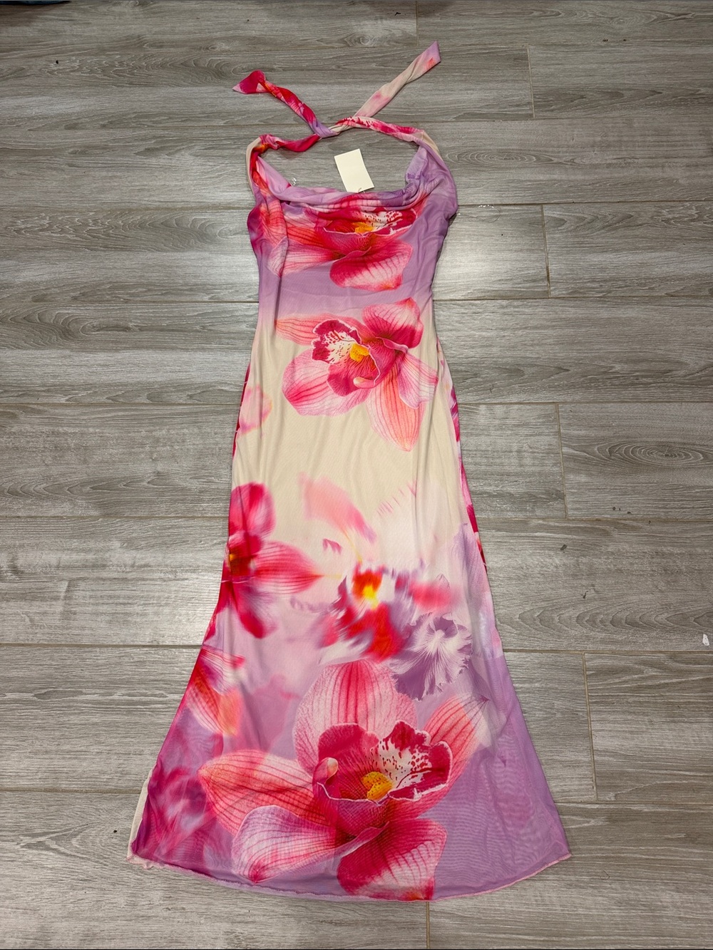 See you Monday Floral Pink Halter Maxi Dress XL